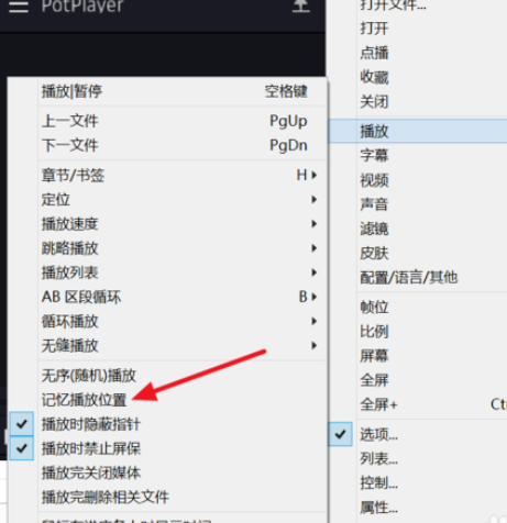 PotPlayer設(shè)置自動記憶播放位置的相關(guān)操作教程截圖
