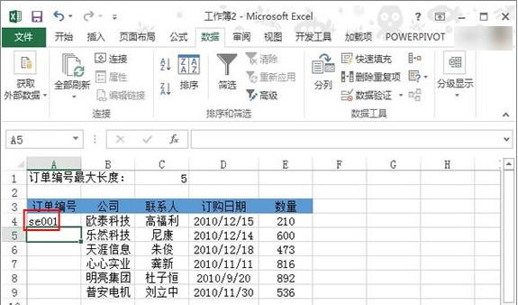 excel2013設(shè)置單元格輸入長(zhǎng)度數(shù)據(jù)的操作方法截圖