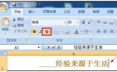 excel2007下劃線輸入圖解的操作方法截圖