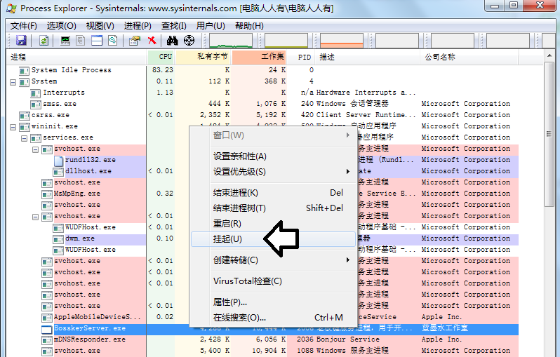 Process Explorer的具體使用說明截圖