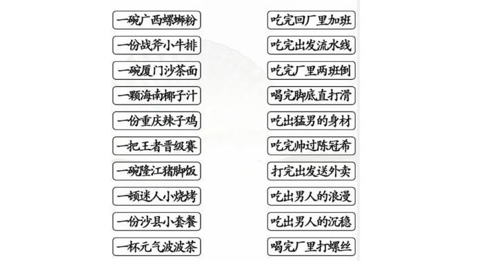 《漢字找茬王》食物順口溜怎么過